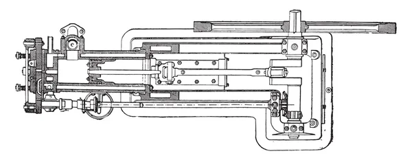 Otto engine in plan and horizontal sectional view along the cyli — Stock Vector