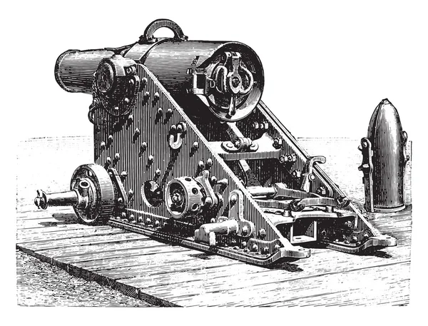 Mozsár csíkos 220 milliméter, modell 188, a kilátó, Vintage e — Stock Vector