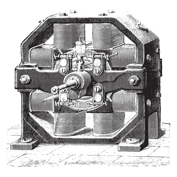 Máquina octagonal Gramme, grabado vintage . — Archivo Imágenes Vectoriales