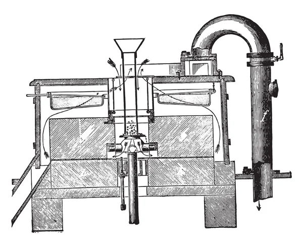 Section d'une paire de meules avec entrée d'air à travers le — Image vectorielle