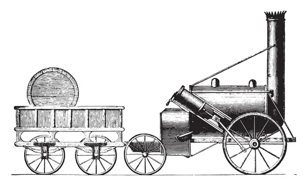 The Rocket G. Stephenson, vintage engraving. — Stock Vector