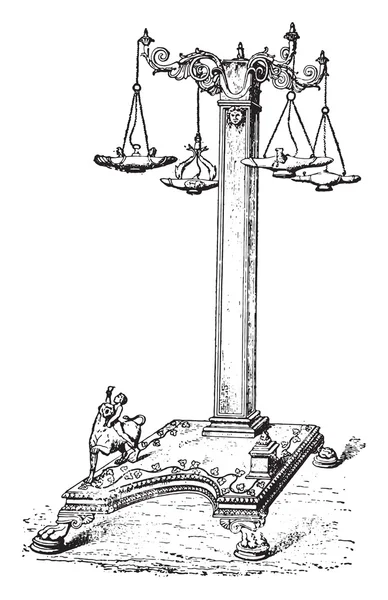 Lamppost, vintage engraving. — 图库矢量图片