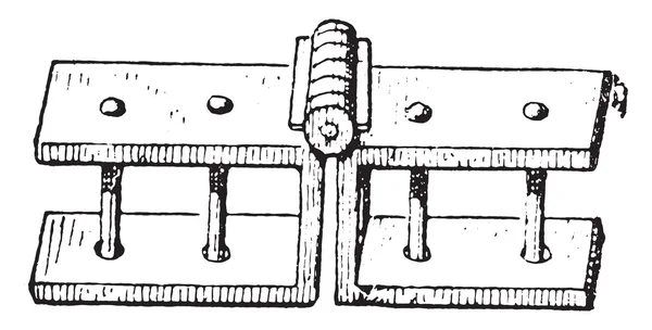 Scharnier, vintage gravure. — Stockvector