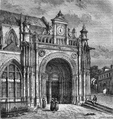 Falaise Kutsal Teslis kilisesinin Portalı, vintage eng