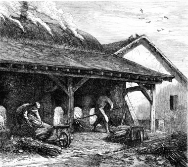 Fırın sıva, vintage gravür.