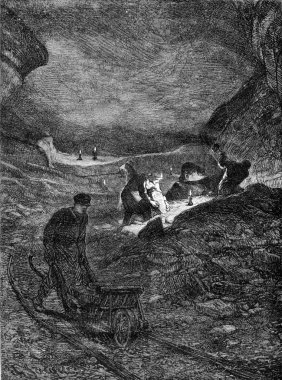 A Career in plaster near Lagny, Seine-et-Marne, vintage engravin