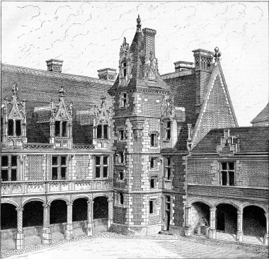 Chateau de Blois, vintage gravür.