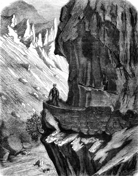 St Martin Quillan eski yolunun bir parçası, vintage gravür