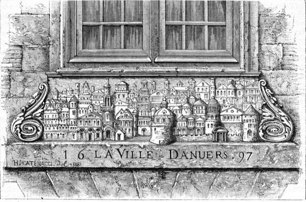 Bajorrelieve de una casa en Dieppe que representa la ciudad de Amberes —  Fotos de Stock