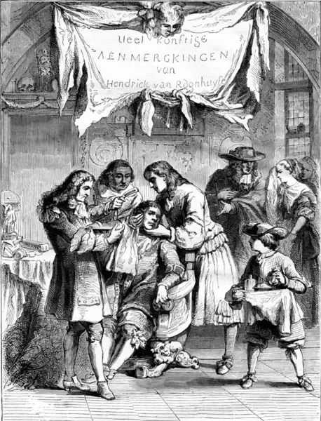 Bir operasyon. Baskı Romain de Hooghe, vintage gravür.