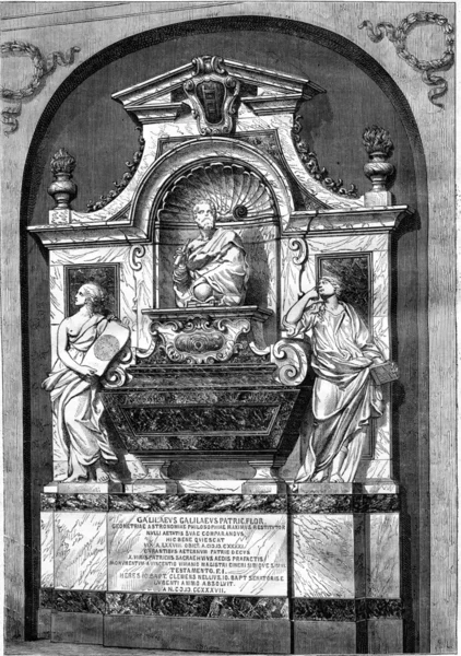 The Tomb of Galilee, at Santa Croce, vintage engraving. — Stock Photo, Image