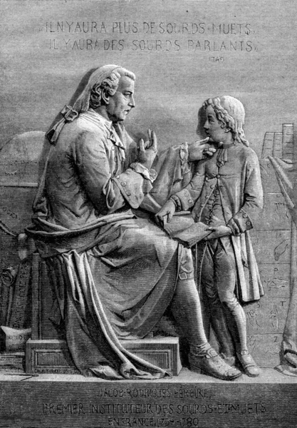 1867サロン、彫刻、ペレア教える聴覚障害者、ヴィンテージエングル — ストック写真