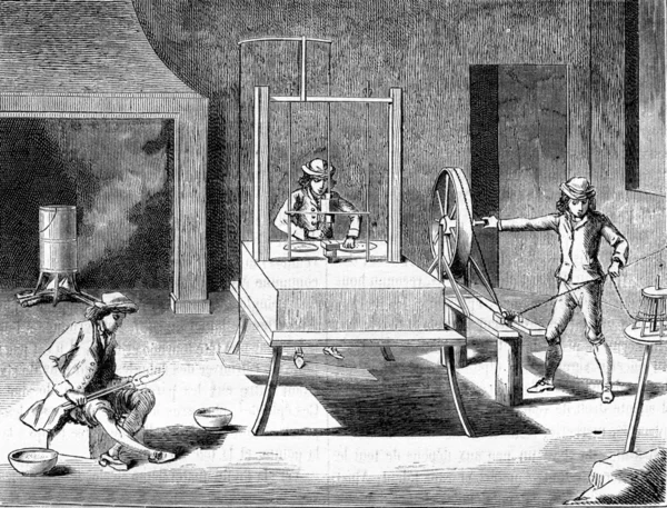 Ulotka w XVIII wieku, głowice kannetille i Setters, v — Zdjęcie stockowe
