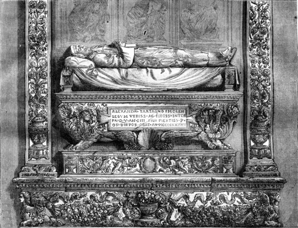 볼로냐의 세인트 도미닉에서 알레산드로 타르타니의 무덤, 빈티지 전자 — 스톡 사진