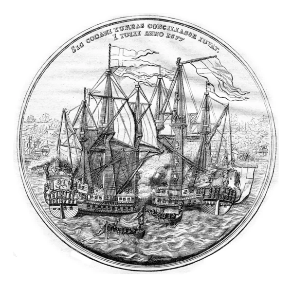 Cabinet of medals, Commemorative Medal (silver) of the Danish na — Stock Photo, Image