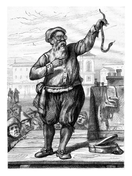 Un charlatán de Bolonia en el siglo XVII por Metelli, vi — Foto de Stock