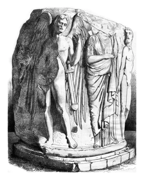 British Museum, Column was the temple of Ephesus, vintage engrav — Stock Photo, Image