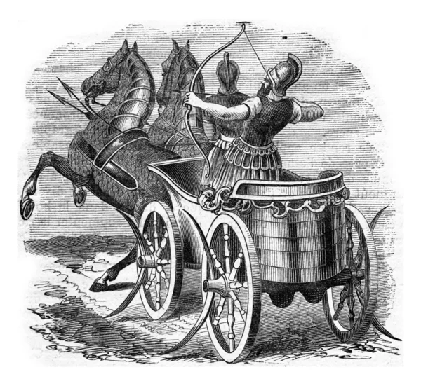 Chariot Warrior, vintage gravure. — Stockfoto