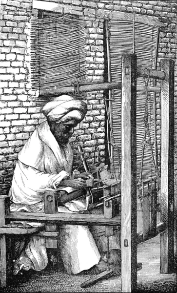Weaver Indian Kaszmir, Vintage Grawerowanie. — Zdjęcie stockowe