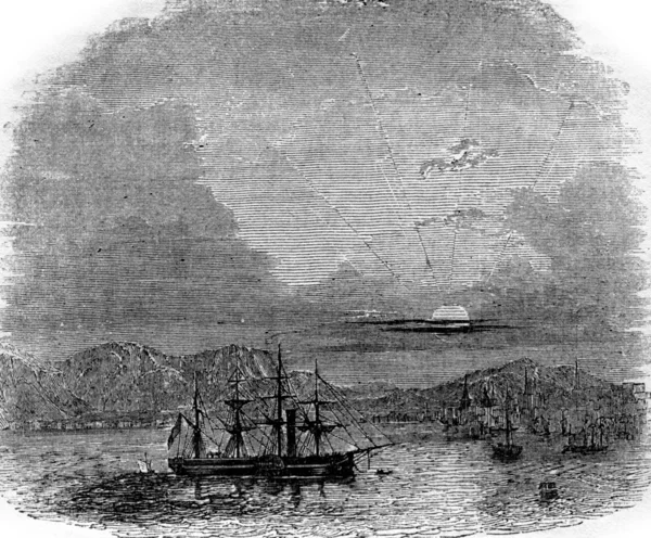 New York Harbour, vintage engraving. — Stock Photo, Image