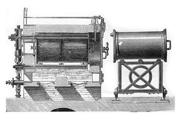 Appareils de distillation de cylindres mobiles utilisés dans la poudre à canon pour cacao — Photo