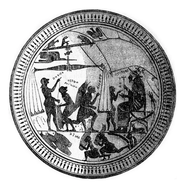 O célebre cálice de Arcesilau, em plano, trabalho do Cirenian — Fotografia de Stock