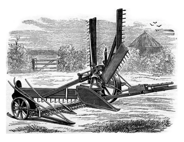 Combine plough Mr. Walter A. Wood, vintage engraving. — 图库照片