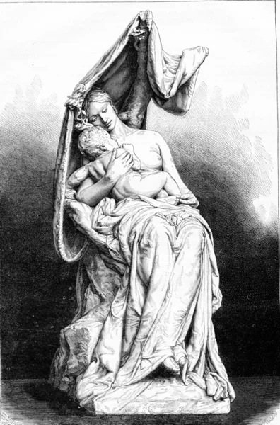 Отдых, скульптура Альфреда Ленуара, винтажная гравировка . — стоковое фото