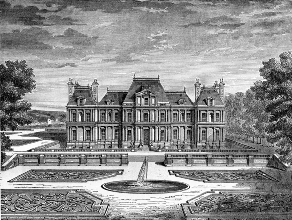 Maisons de château président, gravure vintage . — Photo