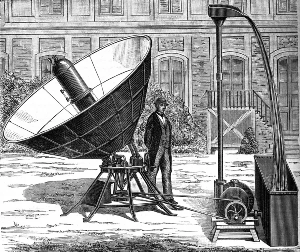 Heat reflection in a vacuum experience Davy, vintage engraving.