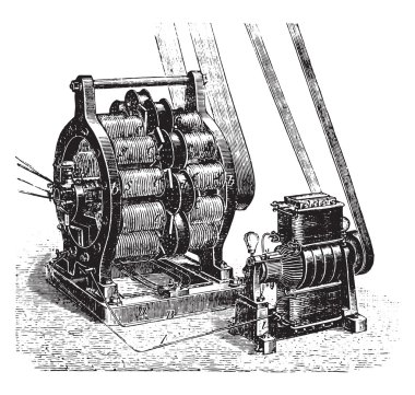 Makine Ac ve Dc akımları Siemens, vintage engra için excitatrice