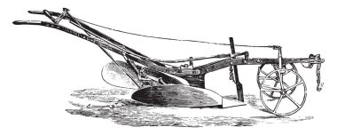 Ransomes pulluk kulak, vintage gravür döner.