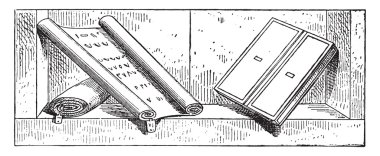 Kağıt ve yazma tablet, vintage gravür.