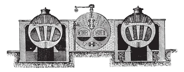 Chaudière Galloway coupe transversale, gravure vintage . — Image vectorielle