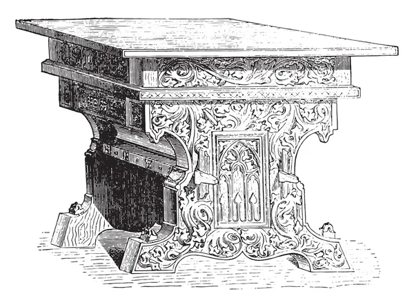 15世紀のテーブル、ヴィンテージ彫刻. — ストックベクタ
