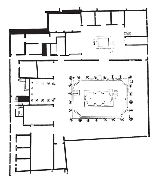 Plan of the house of the Nereids, vintage engraving. — 图库矢量图片