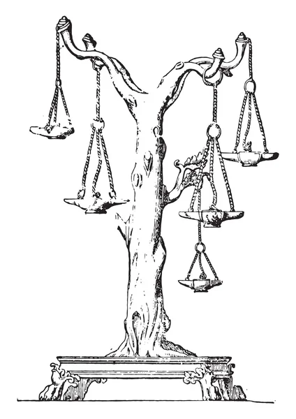 Lamppost, vintage engraving.