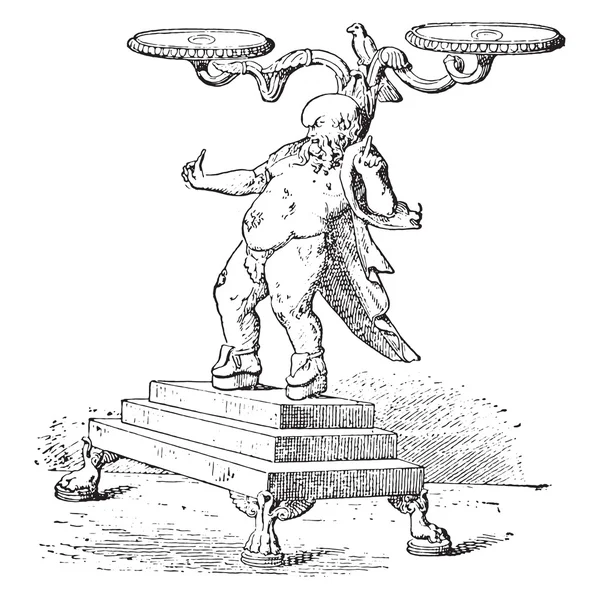西莱努斯站立， （持有人光）， 复古雕刻. — 图库矢量图片