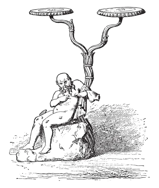 Silenus (tutucu ışık), vintage gravür.