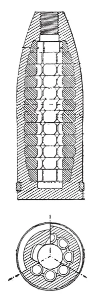 Granáty 90 kuličky, model 1879, rylování. — Stockový vektor