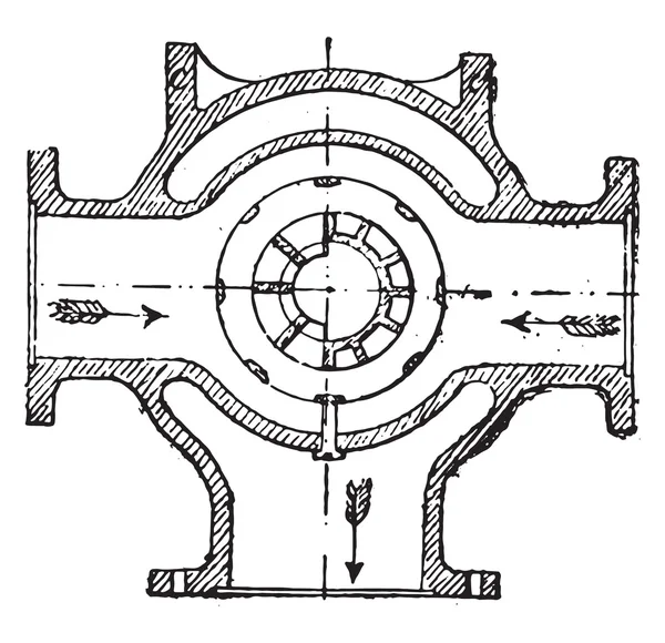 Vue plan, après découpe, gravure vintage . — Image vectorielle