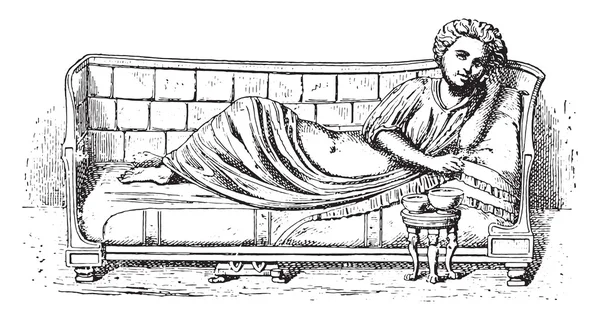 Grawerowanie cubicularius Roman łóżko, vintage. — Wektor stockowy