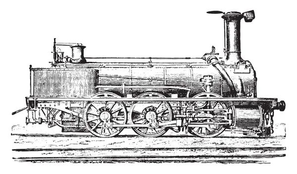 Máquina mixta con tres ejes acoplados para trenes de pasajeros y — Archivo Imágenes Vectoriales