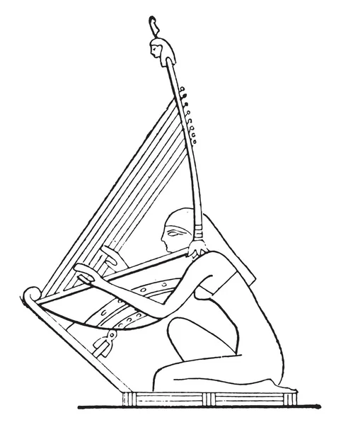 Harp op een staaf, vintage gravure. — Stockvector