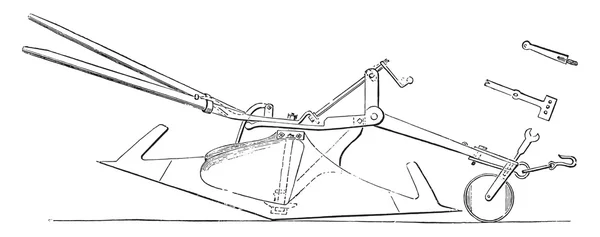 Plow vissza a hátba fordult kor, az elülső kilátás; elülső végén th — Stock Vector