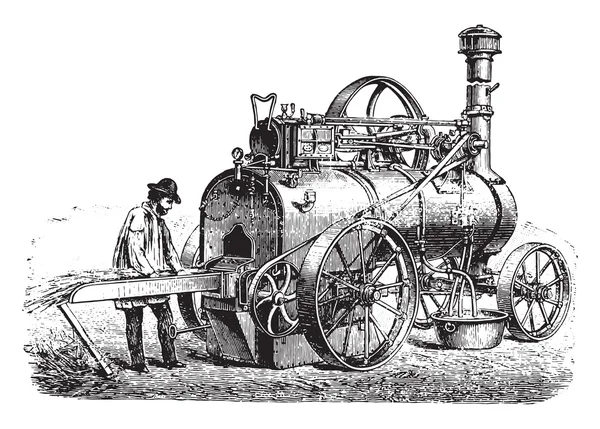 Вид переносного двигательного обогревателя с соломинкой, винтажная покраска . — стоковый вектор