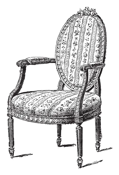 Fauteuil bekleed in Chintz, vintage gravure. — Stockvector