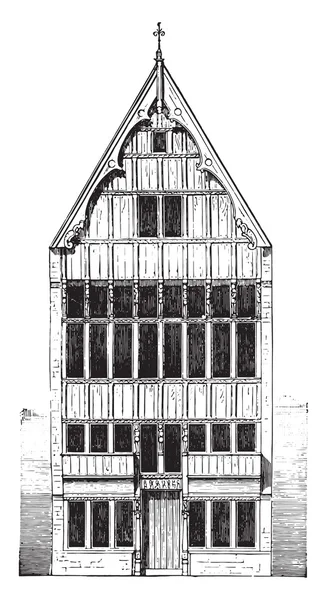 Huis Mechelen, vintage gravure. — Stockvector