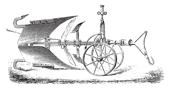 Pług Double-Delahaye krawiec z obu stóp subsoiler, Vintage — Wektor stockowy