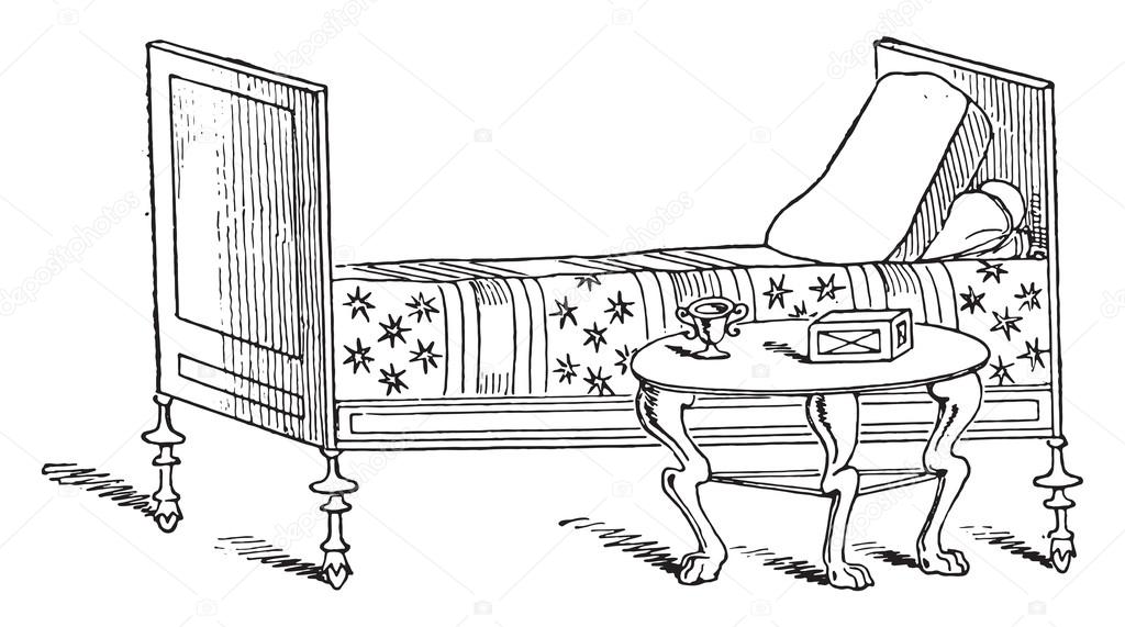 Ancient Roman Bed Roman Bed Vintage Engraving Stock Vector